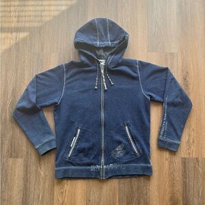 Robin’s Jeans Blue Hooded Zip-Up Sweatshirt with COD details and buttons